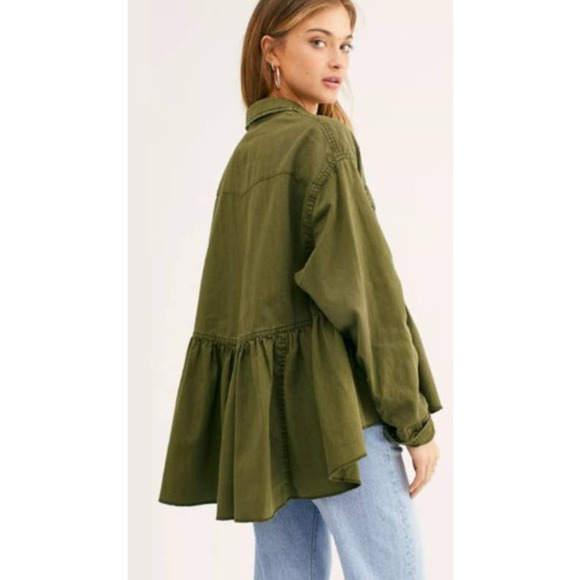 FREE PEOPLE Dylan Button-Up Babydoll Shirt (XS) - Picture 2 of 9
